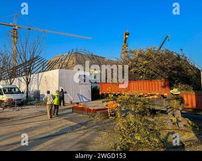 Suzhou, China, Chinese Environmental Urban Project ,"Suzhou Musem West", Construction Site, in Town Center, low income Migrant Workers, Laborers Stock Photo