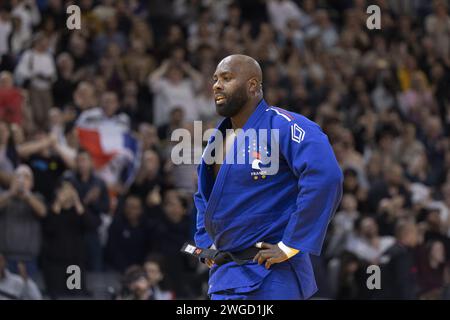 Teddy RINER (FRA) won against Alisher YUSUPOV (UZB) in semi final +100kg men category during the Paris Grand Slam 2024, IJF Judo event, 50th anniversary, on February 4, 2024 at Accor Arena in Paris, France Stock Photo