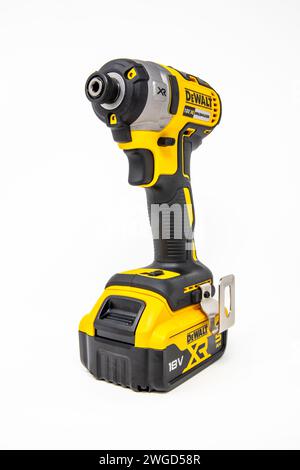 Dewalt 18V XR Brushless Impact on a white background. Stock Photo