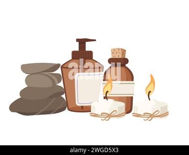 Set of item for spa treatment vector illustration isolated on white background Stock Vector