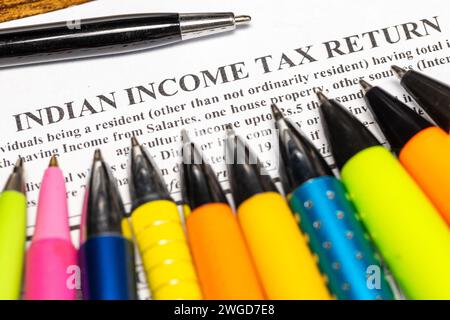 indian income tax return, Podatki w Indiach, financial concept Stock Photo