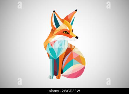 Geometric fox logo design vector illustration. Animal logo Stock Vector