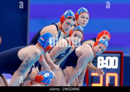 Doha, Qatar. 04th Feb, 2024. DOHA, QATAR - FEBRUARY 4: Brigitte Sleeking of Netherlands looks on during the Water Polo Woman match between United States of America and Netherlands at the 2024 Doha World Aquatics Championships at Aspire Dome on February 4, 2024 in Doha, Qatar. (Photo by MTB-Photo/BSR Agency) Credit: BSR Agency/Alamy Live News Stock Photo