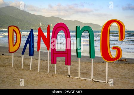 The DANANG sign on Da Nang beach, Vietnam Stock Photo