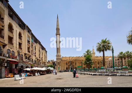 Al Hussein Mosque courtyard in Cairo, Egypt Stock Photo