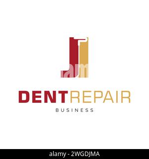 Initial Letter J Dent Repair Icon Logo Design Template Stock Vector