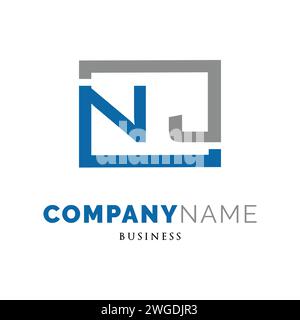 Initial Letter NJ Icon Logo Design Template Stock Vector