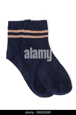 Dark blue socks isolated on white background Stock Photo