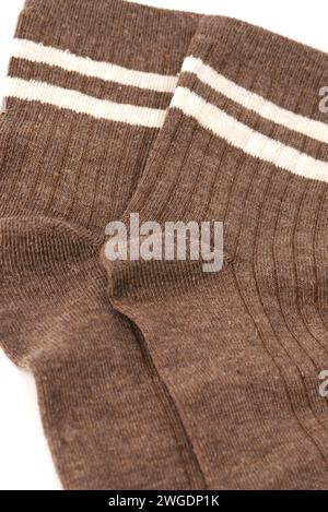 Brown socks isolated on white background Stock Photo