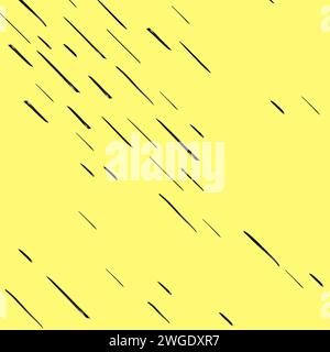 Hand-drawn black diagonal lines on yellow background. Seamless texture with dashed strokes. Rain pattern. Abstract modern vector texture. Wrapping Stock Vector
