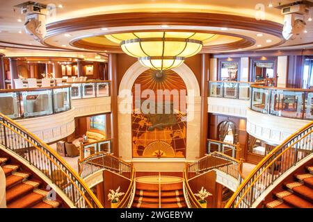 Cunard Queen Victoria cruise ship Grand Lobby, Royal Naval Dockyard, Sandy's Parish, Bermuda Stock Photo