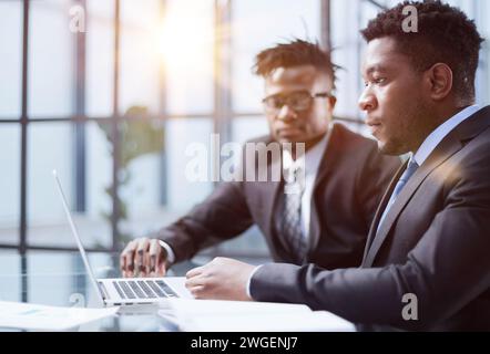 Black hr manager interviewing job candidate. Employment hiring human resources concept Stock Photo
