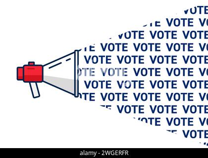 American presidential elections campaign illustration. Loudspeaker with voting agitation message. Stock Vector