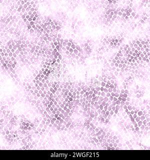 Watercolor snake skin seamless pattern. Watercolour hand painted pink snakeskin camouflage animal texture. Grunge reptile background. Print for fashio Stock Photo