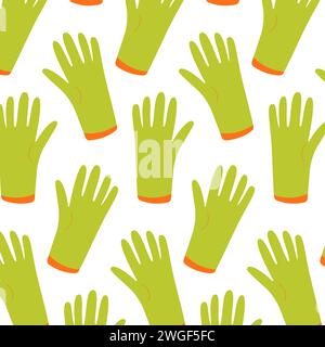 garden rubber gloves fabric green protection pattern textile background Stock Vector