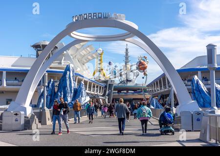 Entrance to Tomorrowland, Magic Kingdom, Walt Disney World Resort, Orange County, Orlando, Florida, United States of America Stock Photo