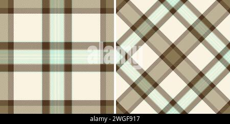 Fabric vector texture of tartan textile seamless with a check plaid background pattern. Set in earth colors. Classic wardrobe essentials for timeless Stock Vector