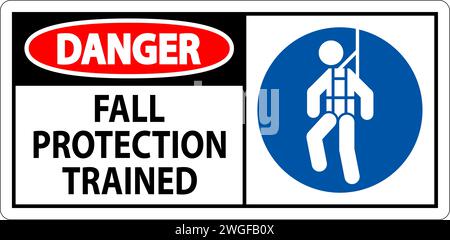 Hard Hat Decals, Danger Fall Protection Trained Stock Vector Image ...