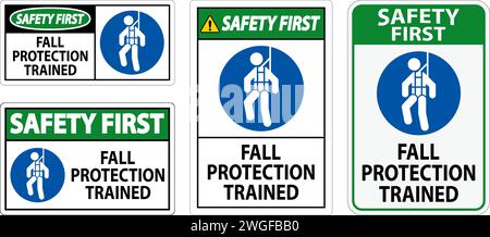 Hard Hat Decals, Safety First Fall Protection Trained Stock Vector ...