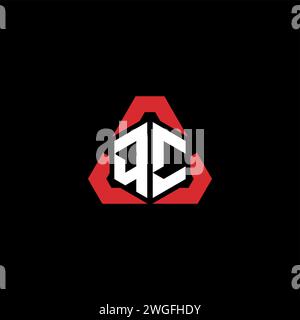 QC initial logo modern and futuristic concept for esport or gaming logo Stock Vector