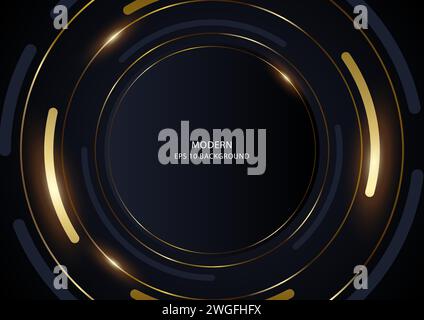 Luxurious abstract circle background with golden lines. Vector illustration Stock Vector