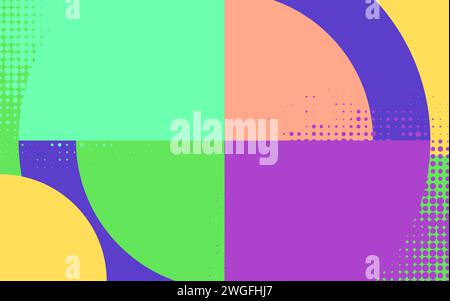 Abstract geometric colorful circles, punchy colors vector background Stock Vector