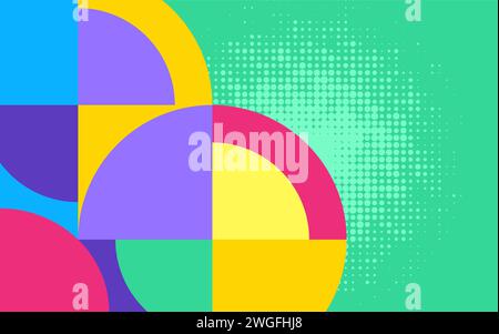 Abstract geometric colorful circles, punchy colors vector background Stock Vector