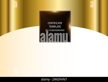 Luxurious certificate template, black frame on golden background, vector illustration Stock Vector
