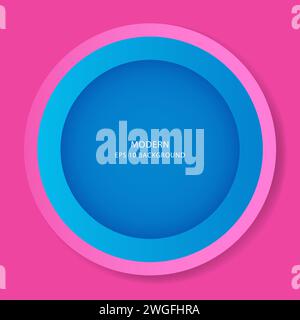 Pink and blue circle, simple round shape frame with copy space, vector illustration Stock Vector