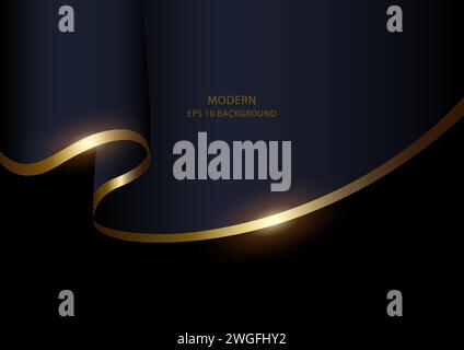 Luxurious abstract waving cloth background with golden lines, vector illustration Stock Vector