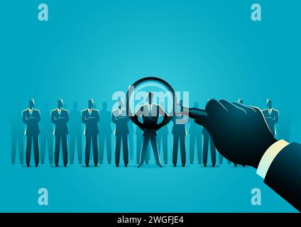 Searching for candidate, recruitment and employment concept, vector illustration Stock Vector