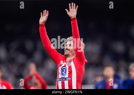 Madrid, Spain. 05th Feb, 2024. Antoine Griezmann of Atletico de Madrid reacts during the football match of Spanish championship La Liga EA Sports between Real Madrid CF and Atletico de Madrid at the Santiago Bernabeu Stadium. Final score; Real Madrid CF 1:1 Atletico de Madrid Credit: SOPA Images Limited/Alamy Live News Stock Photo