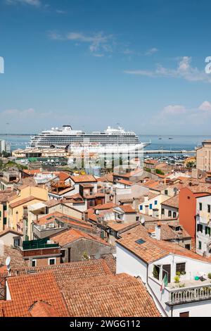 The cruise ship Viking docked at Chioggia Port, in the Venetian Lagoon, Italy Stock Photo