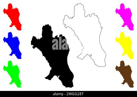 Bogor city (Republic of Indonesia) map vector illustration, scribble sketch Pakuan Pajajaran, Dayeuh Pakuan, Buitenzorg or Kota Bogor map Stock Vector