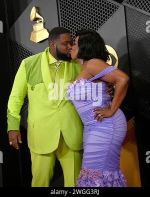 Los Angeles, United States. 04th Feb, 2024. (L-R) Michael Trotter Jr. and Tanya Trotter of The War And Treaty attend the 66th annual Grammy Awards at the Crypto.com Arena in Los Angeles on Sunday, February 4, 2024. Photo by Jim Ruymen/UPI Credit: UPI/Alamy Live News Stock Photo