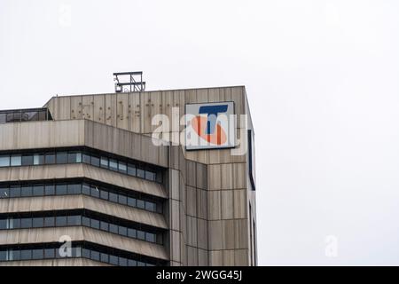 ADELAIDE, SA AUSTRALIA - 23 NOV 2023: Telstra logo in the Adelaide CBD, South Australia. Stock Photo