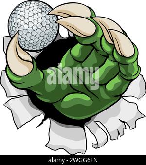 Golf Ball Claw Cartoon Monster Animal Hand Stock Vector