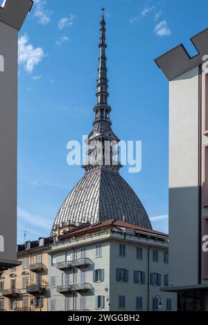Mole Antonelliana, Turin, Italy - 28 July 2023. View of the Mole Antonelliana, symbol and main monument of the city of Turin. travel and tourism desti Stock Photo