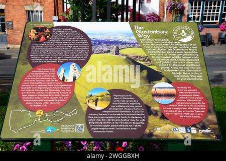 The Glastonbury Way information sign along Magdalene Street, Glastonbury, Somerset, UK, Europe. Stock Photo