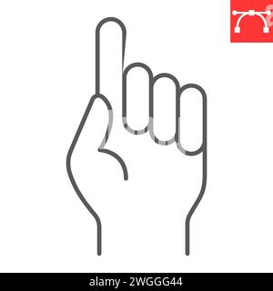 One finger up line icon, Ramadan and gesture, Allah is one vector icon, vector graphics, editable stroke outline sign, eps 10. Stock Vector