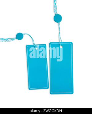 Blank blue price tags or gift tags. luggage label, copy space Stock Photo