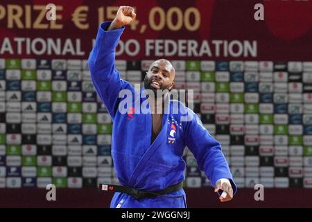 Teddy Riner of France against Alisher Yusupov of Uzbekistan, Semi-Final Men's +100 Kg during the Paris Grand Slam 2024, IJF Judo event on February 4 2024 at Accor Arena in Paris, France Stock Photo