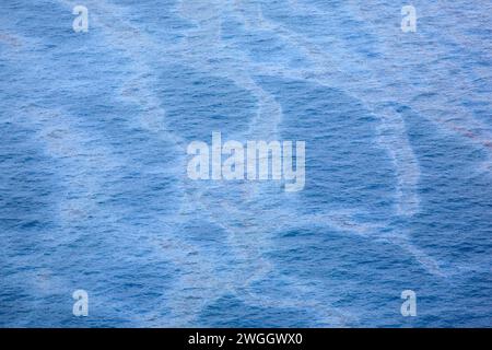 Oil slicks covering surface of Gulf of Mexico after Deepwater Horizon Oil Spill in 2010, Grand Isle, Louisiana, USA Stock Photo