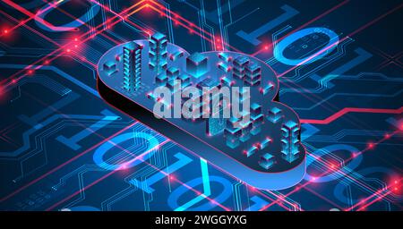 Cloud computing concept. Abstract connection technology background. Hand drawn vector. Stock Vector