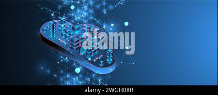 Cloud computing concept. Abstract connection technology background. Hand drawn vector. Stock Vector