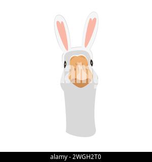 Cute goose wearing Easter bunny ears costume. Vector illustration isolated on white background. Stock Vector