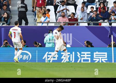 Mohammad Mohebi (IRN), FEBRUARY 3, 2024 - Football / Soccer : Mohebi celebrate after his goal during 'AFC Asian Cup Qatar 2023' Quarter finals match between Iran 2-1 Japan at the Education City Stadium in Al Rayyan, Qatar. (Photo by Mutsu Kawamori/AFLO) Stock Photo