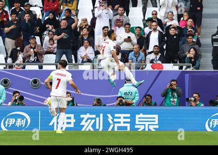 Mohammad Mohebi (IRN), FEBRUARY 3, 2024 - Football / Soccer : Mohebi celebrate after his goal during 'AFC Asian Cup Qatar 2023' Quarter finals match between Iran 2-1 Japan at the Education City Stadium in Al Rayyan, Qatar. (Photo by Mutsu Kawamori/AFLO) Stock Photo