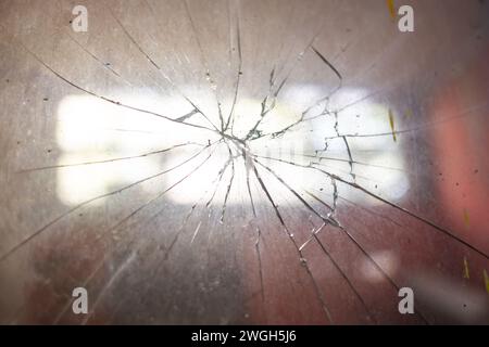 broken glass on old window Stock Photo