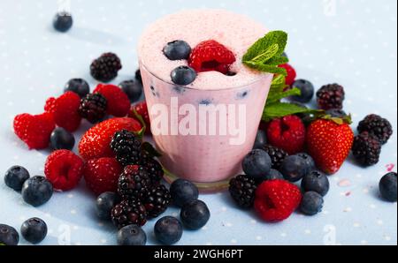 Yogurt smoothie with fresh berries Stock Photo